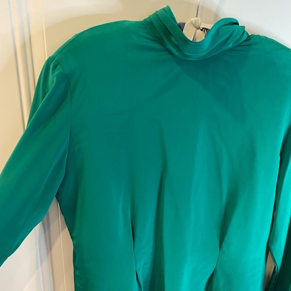 VTG 80s Emerald Green Mock Neck Blouse Sz 8 Miss Sophisticates by Pendleton - Picture 2 of 7